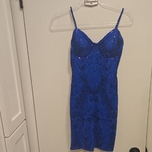 Elegant Blue Sequin Dress
